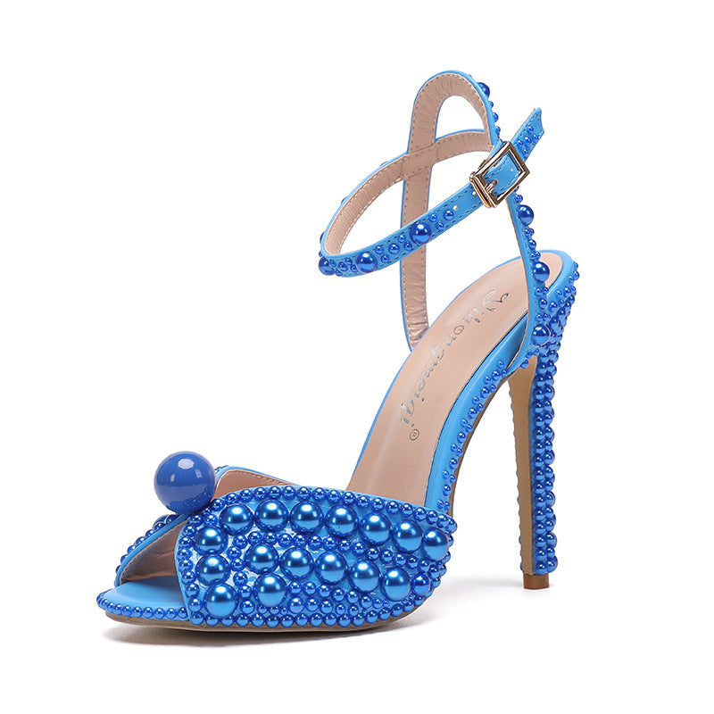 Women's Rhinestone Pearl Wedding Heels