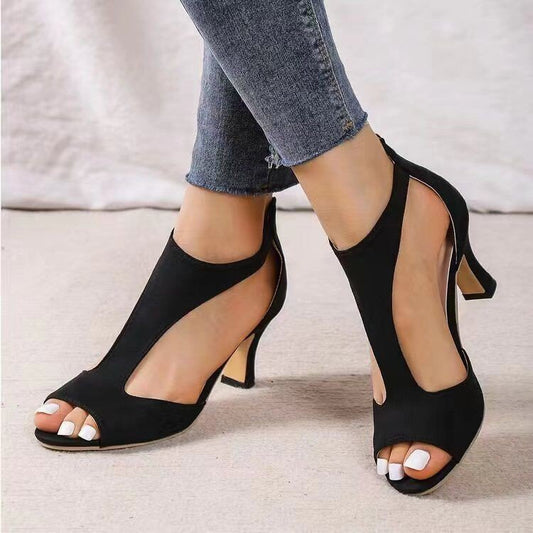 Roman-Style Fish-Mouth Sandals with Side Cut-Outs