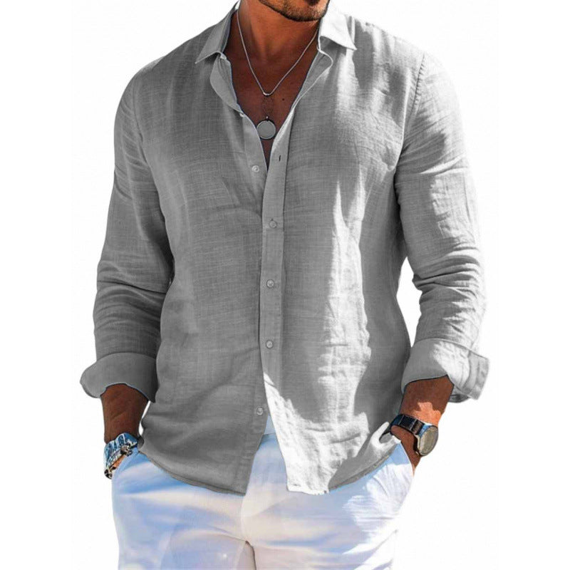 Men's Stretch Long-Sleeve Lapel Shirt