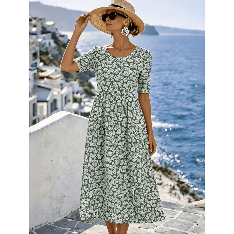 Women's Loose Fit Floral Print A-Line Dress