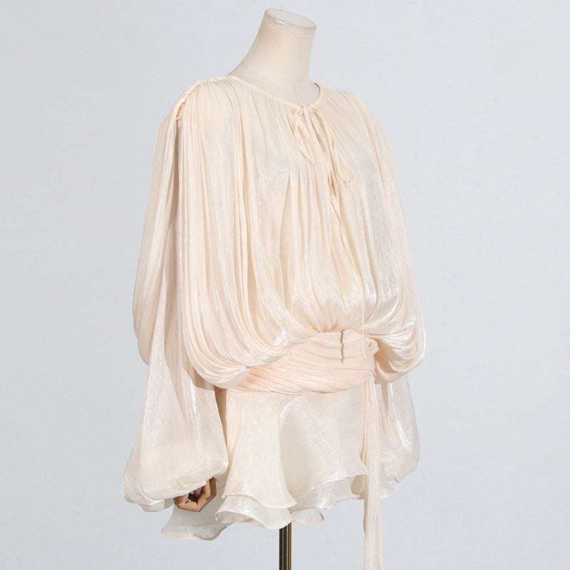 Women's Ruffled Hem Long Sleeve Dress