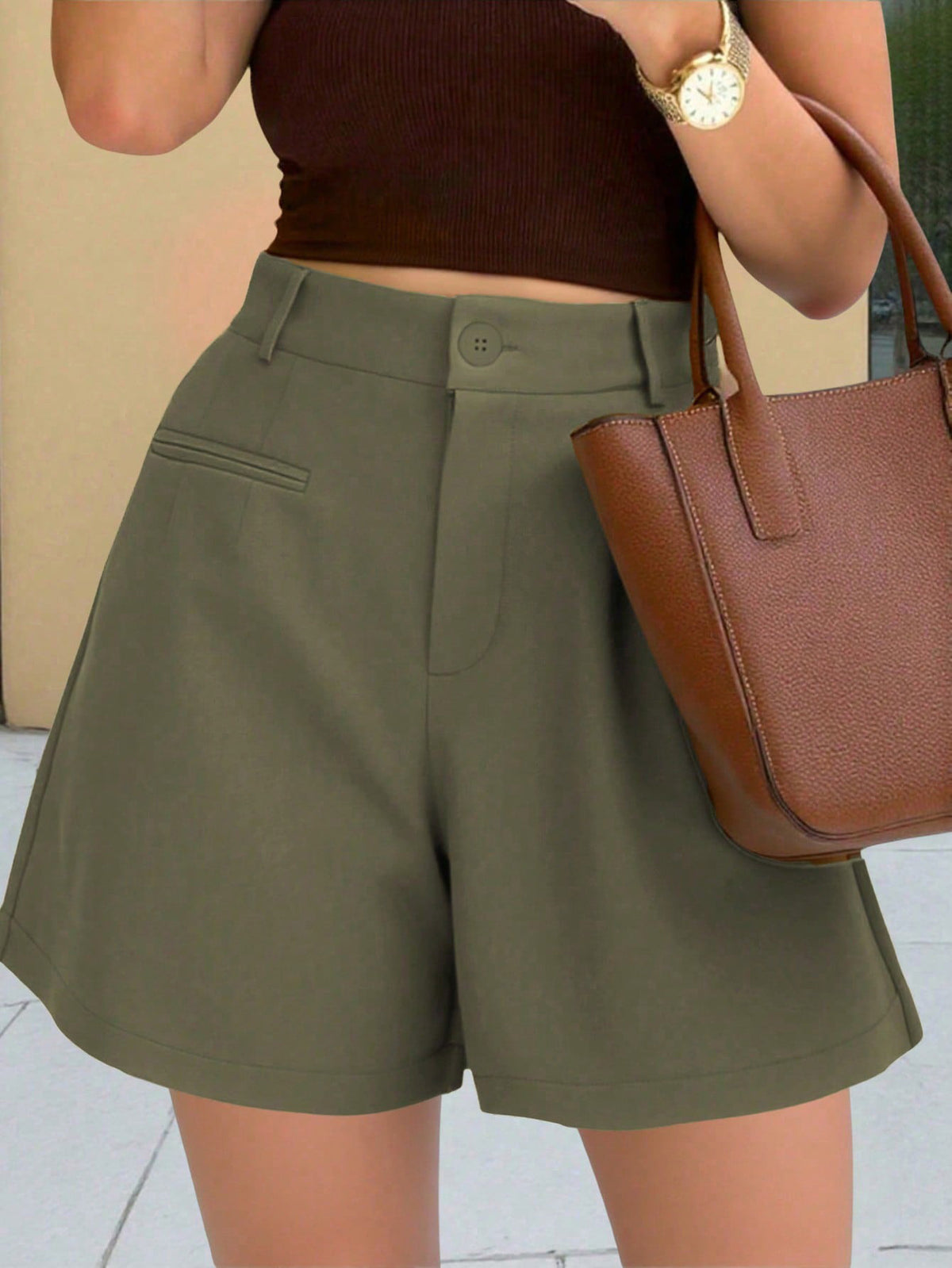 High-Waisted Wide-Leg Shorts