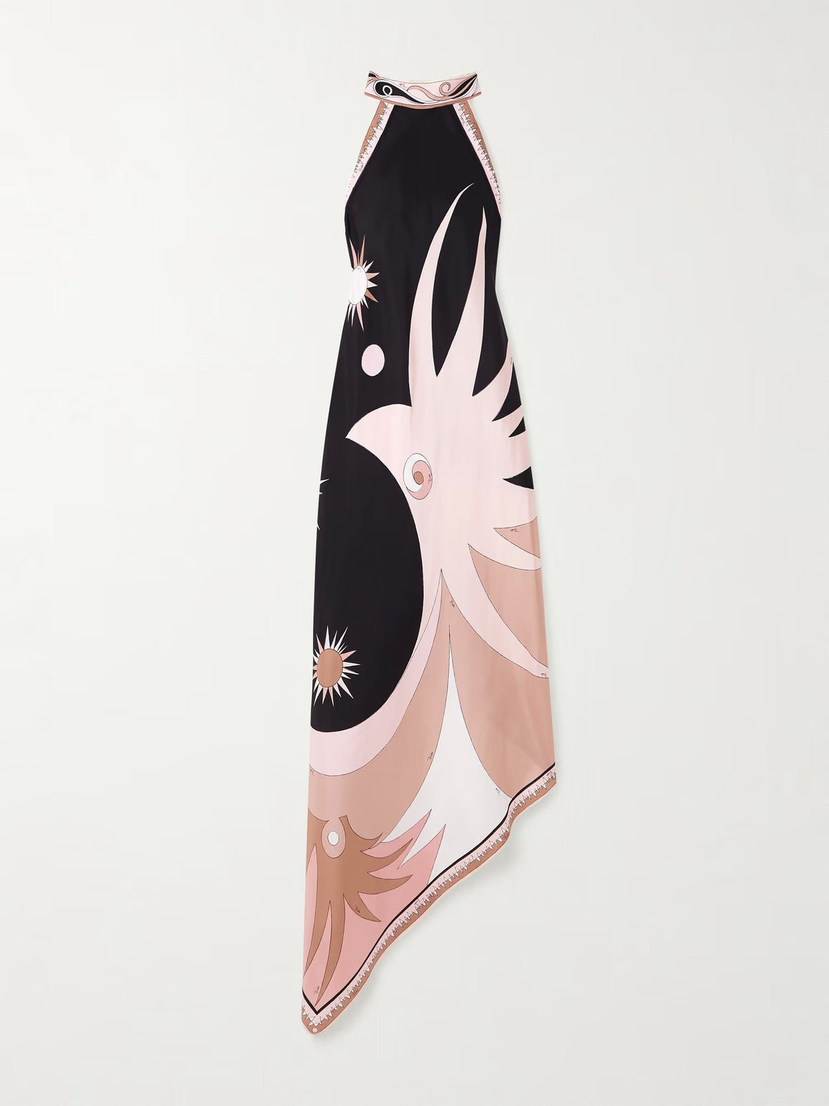 Women's Halter Backless Printed Satin Dress