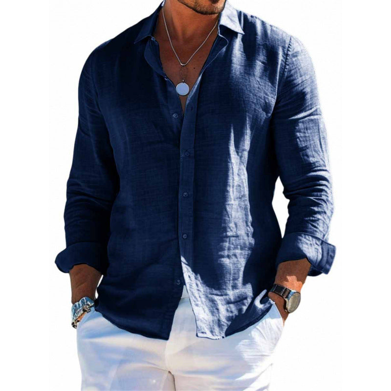 Men's Stretch Long-Sleeve Lapel Shirt