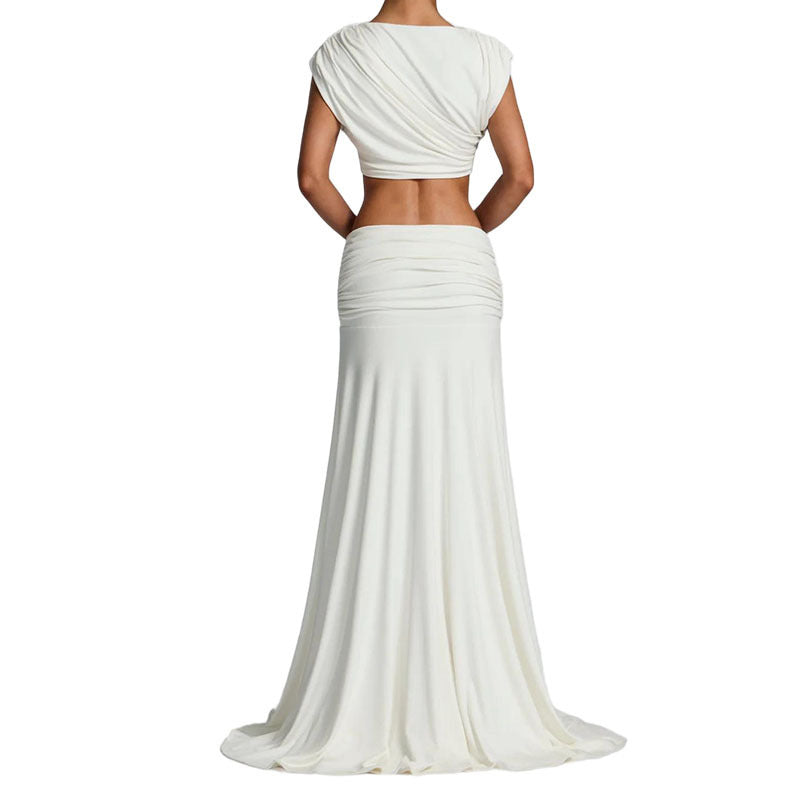Women's Sleeveless Crop Top and Long Skirt Set