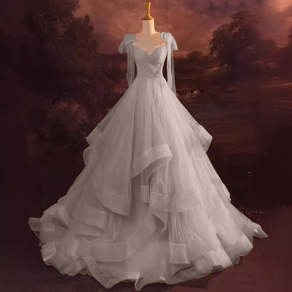 French A-Line Formal Evening Gown in Silver