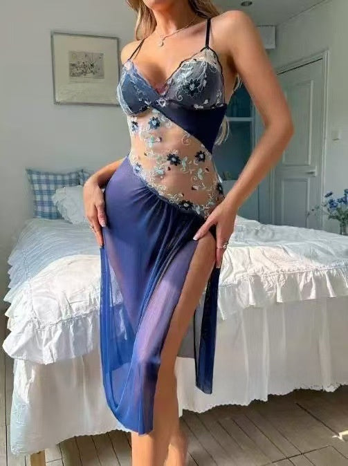 Women's Embroidered Floral Halter Dress