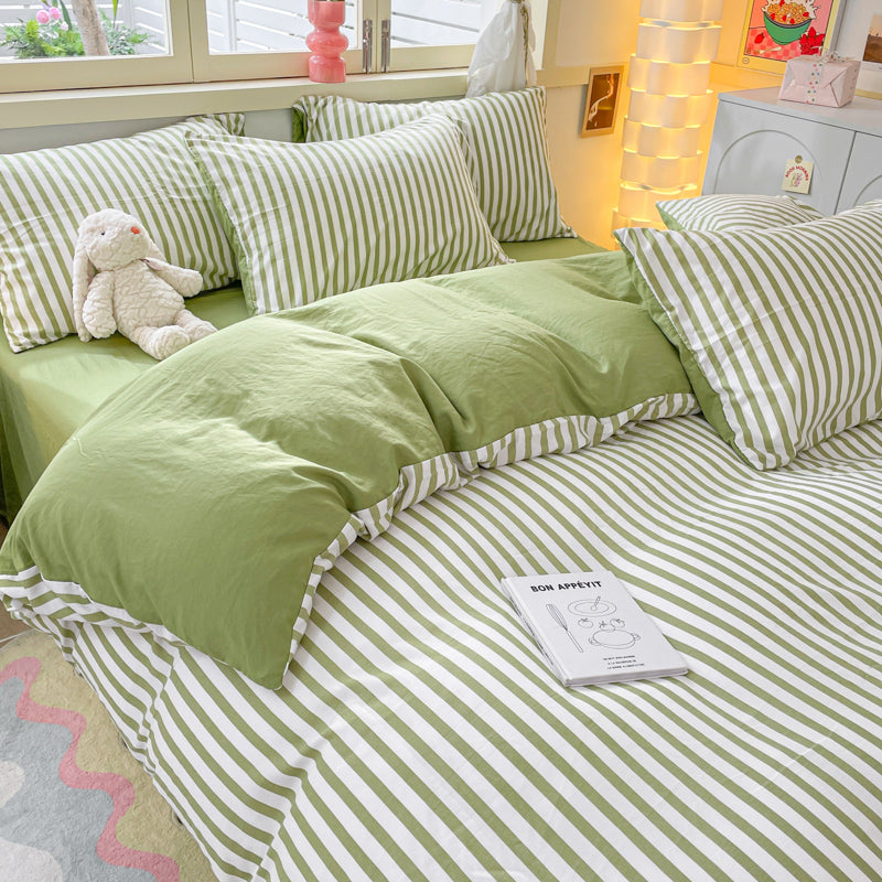 Vertical Striped Four-Piece Bedding Set