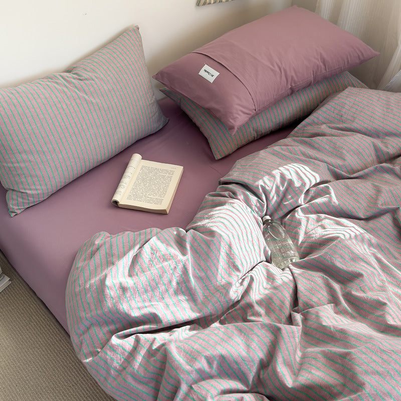 Washed Cotton Striped Bedding Set