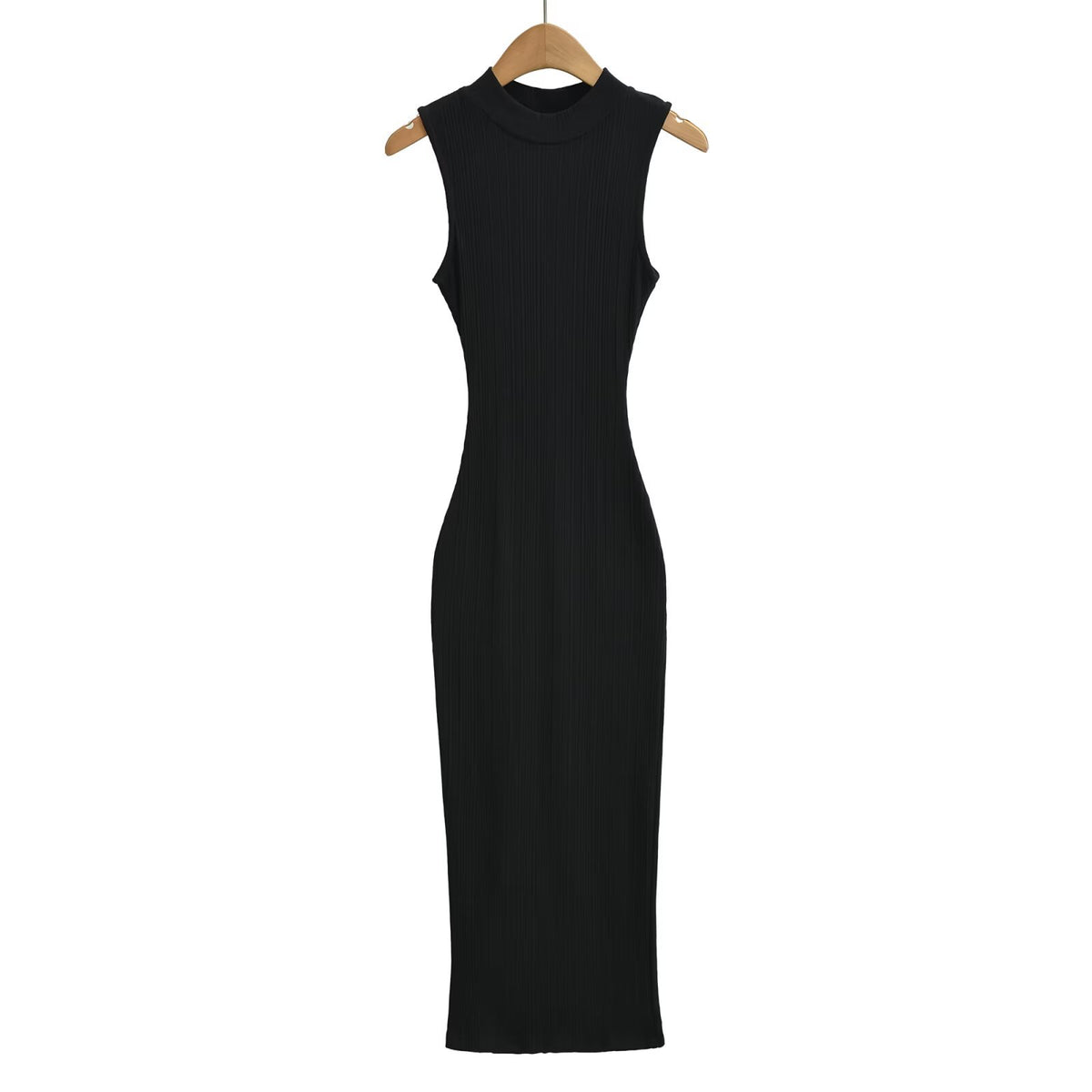 Women's Round Neck Elastic Waist Slit Dress
