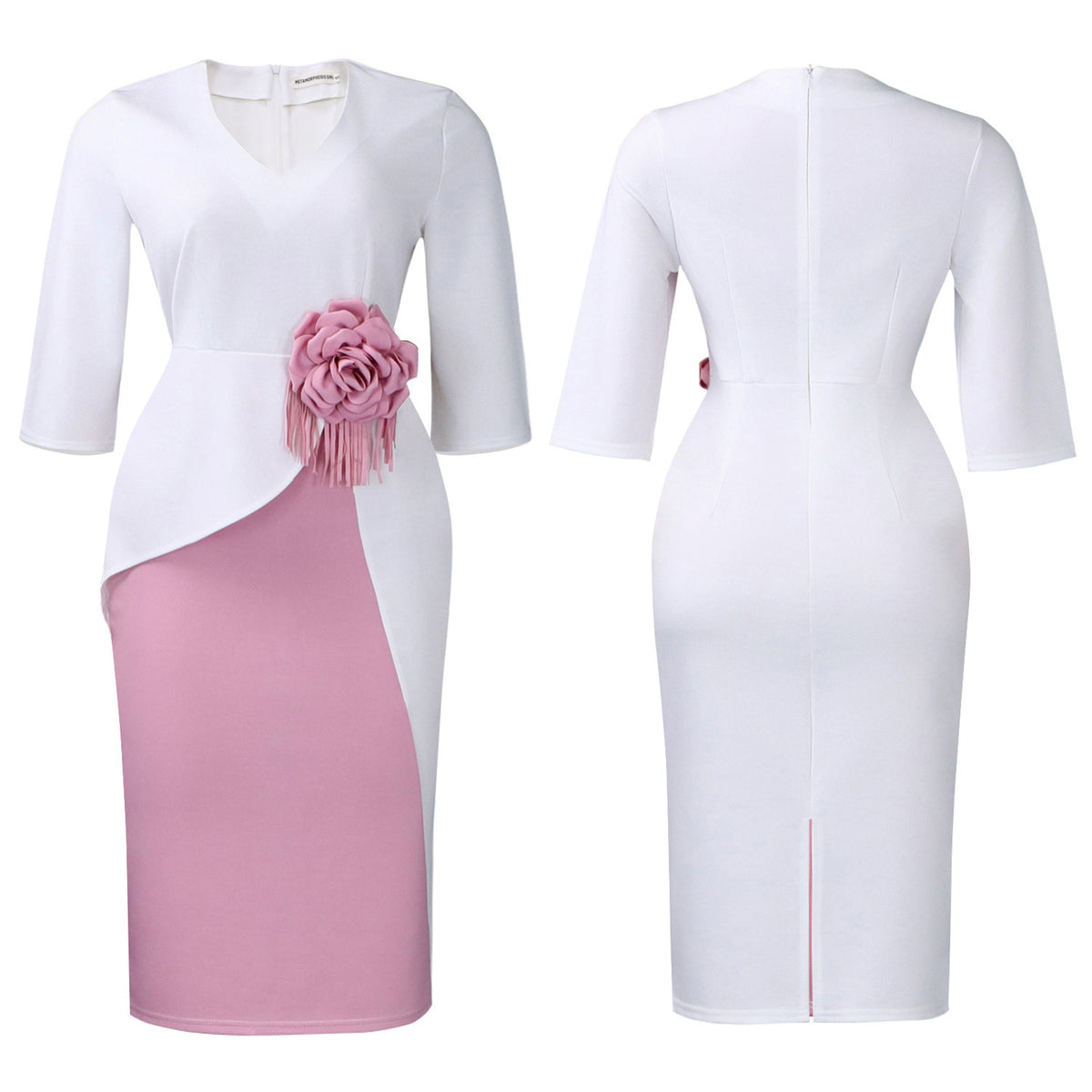 Women's Floral Pleated Half-Sleeve Dress