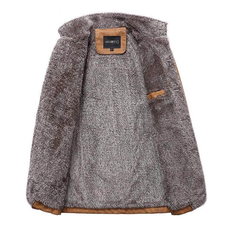 Men's Pleated Leather Winter Coat