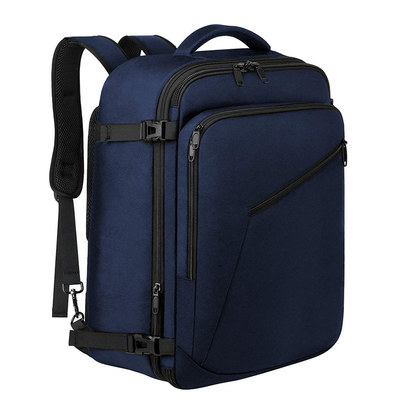 Expandable 55L Travel Laptop Backpack in Dark Blue
