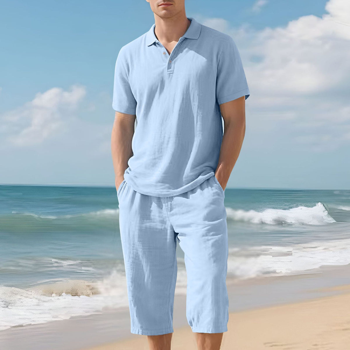Men's Linen Shirt and Shorts Set