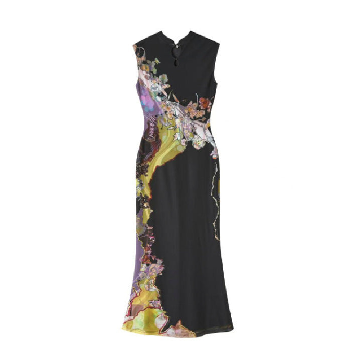 Women's Chinoiserie Print Cheongsam Dress