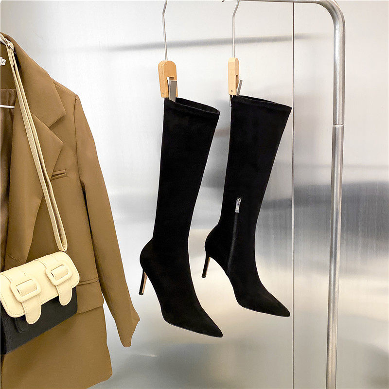 Women's Suede Stiletto High Heel Boots