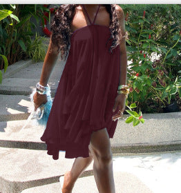 Women's Backless Lace-Up Halter Dress