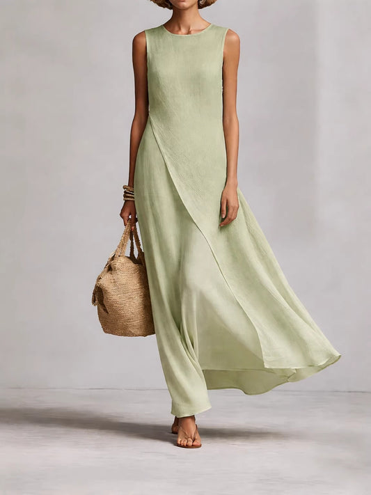 Women's Sleeveless Asymmetrical Hem Maxi Dress
