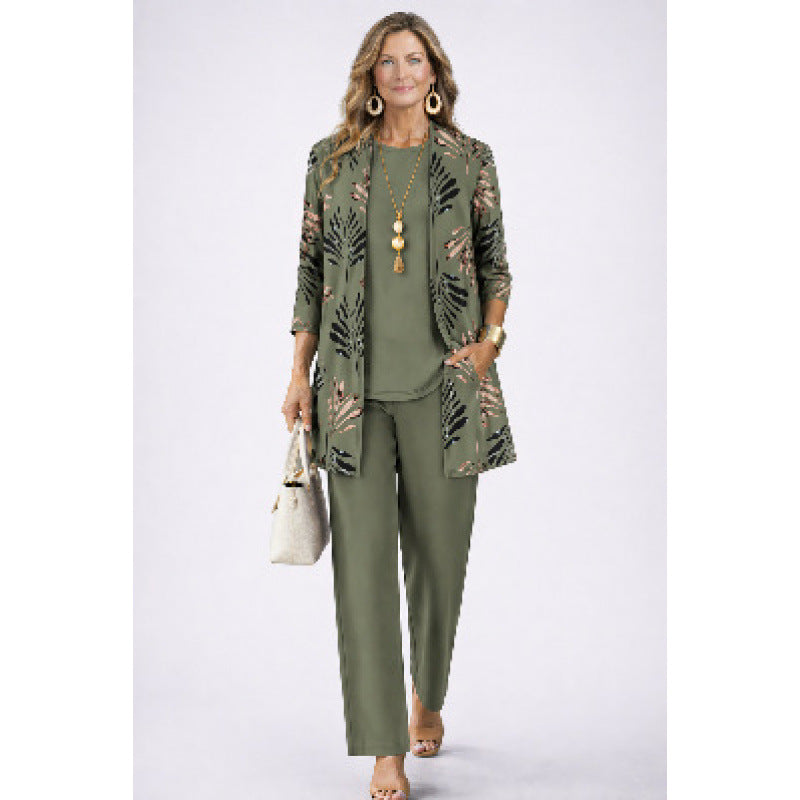 Women's 3D Print Top, Vest and Pants Set