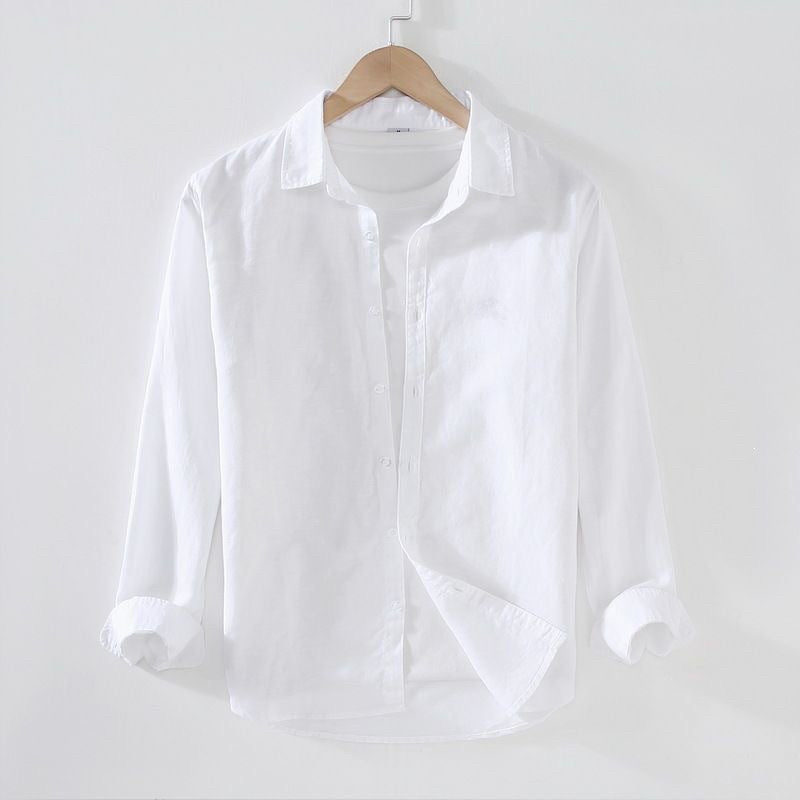 Men's Linen-Cotton Blend Cardigan Shirt