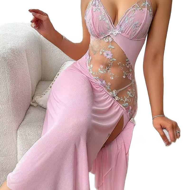 Women's Embroidered Floral Halter Dress