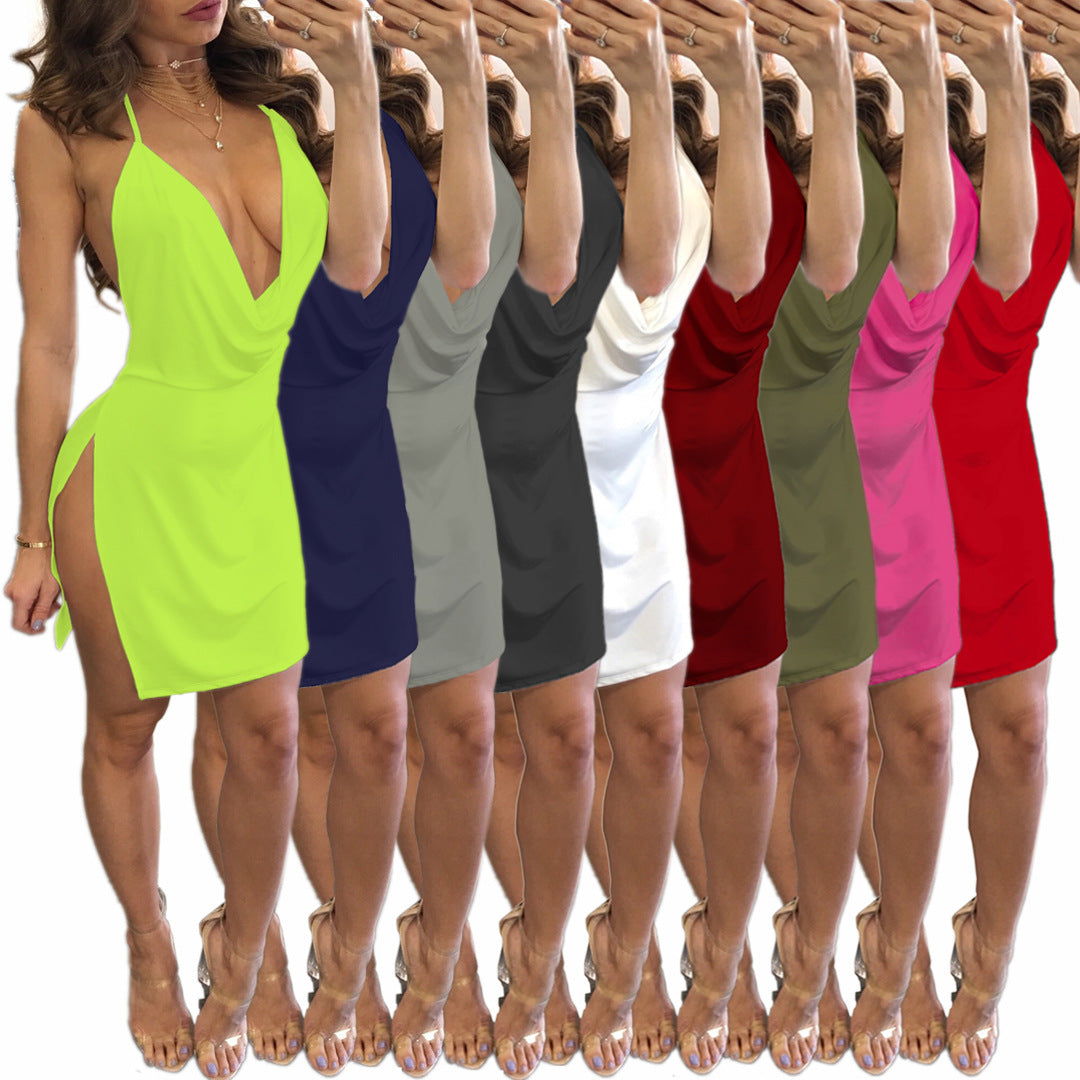 Women's Spaghetti Strap Backless Short Dress