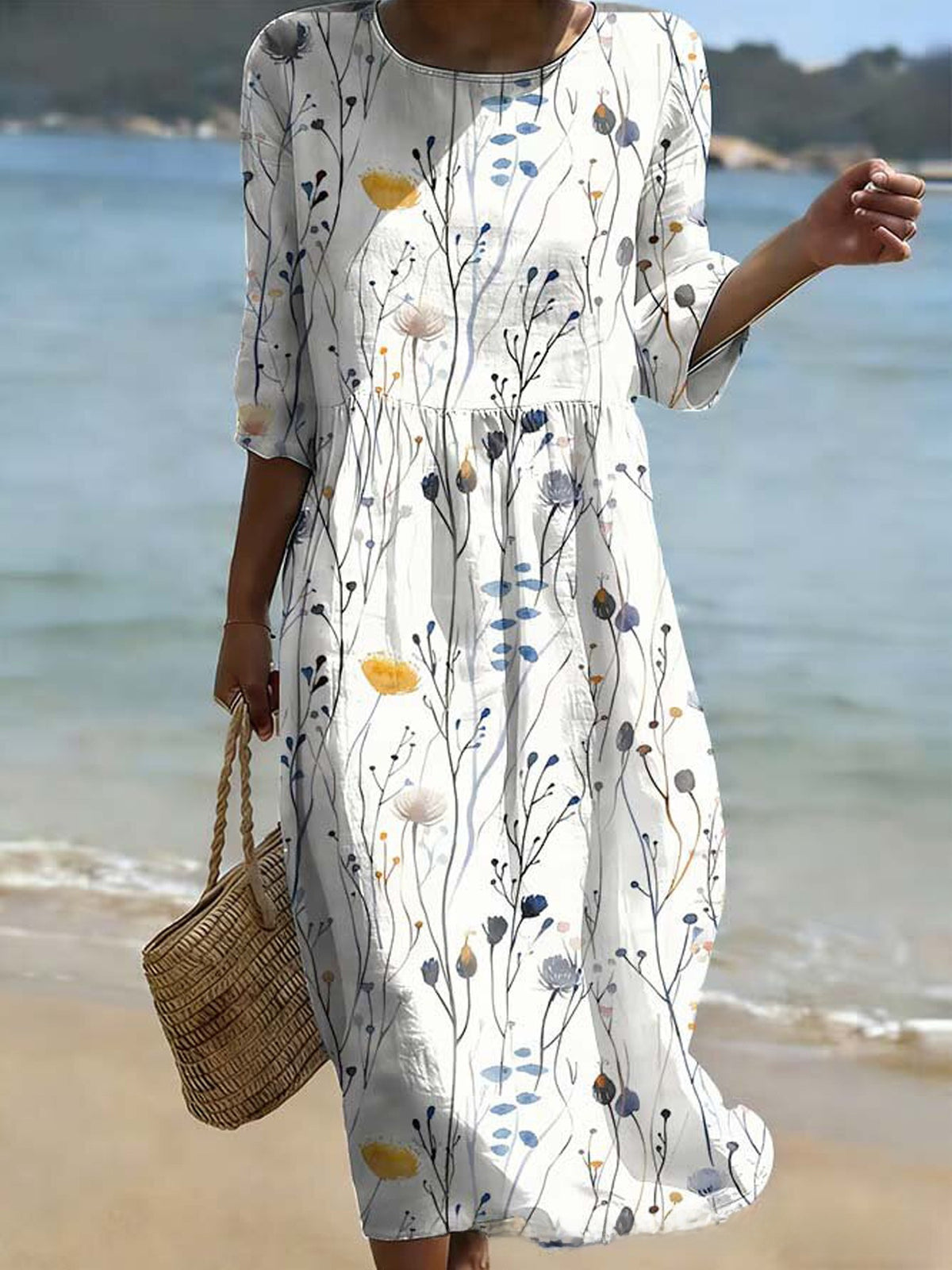 Women's Loose Fit Floral Print A-Line Dress
