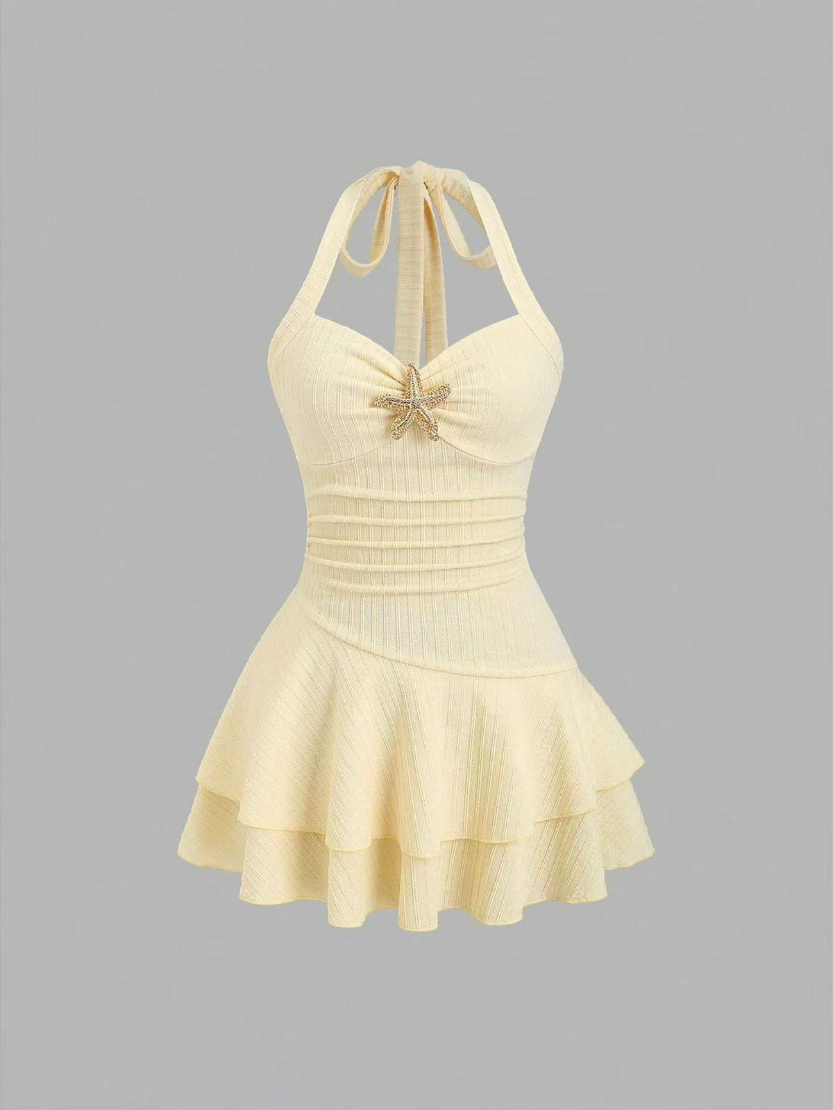 Women's Halter Neck Starfish Knitted Mini Dress