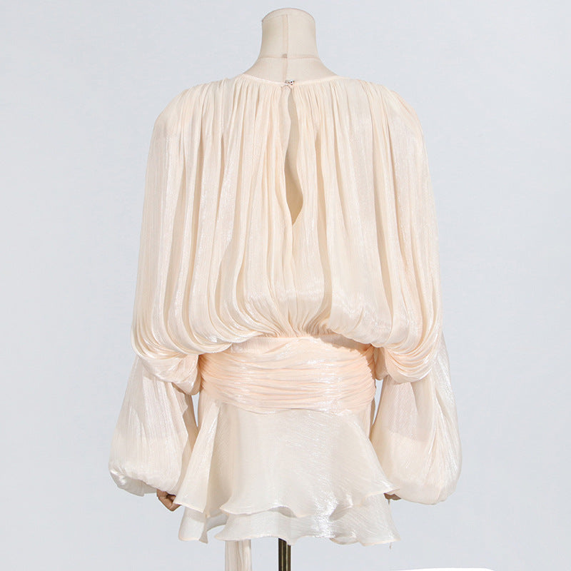 Women's Ruffled Hem Long Sleeve Dress
