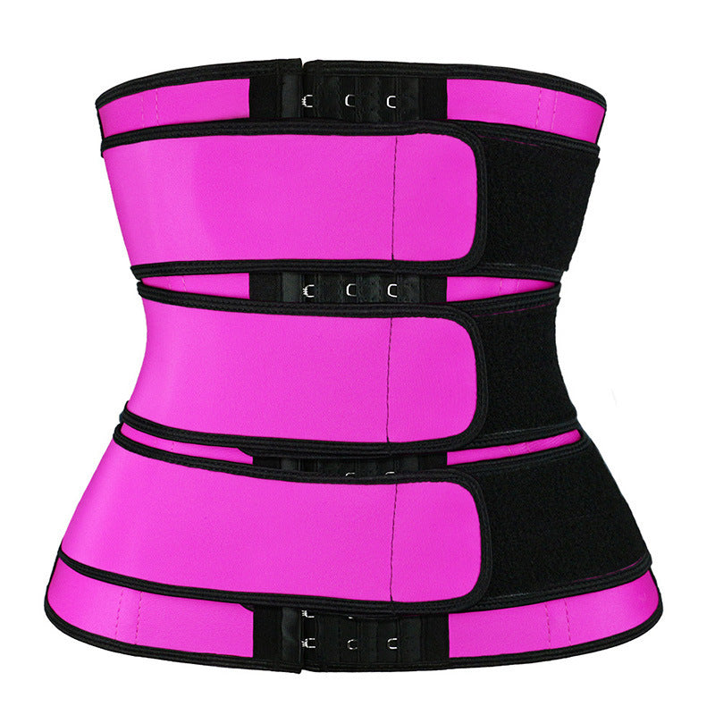 Adjustable Waist Support Compression Belt in Rose Red Triple-Buckle Triple-Belt