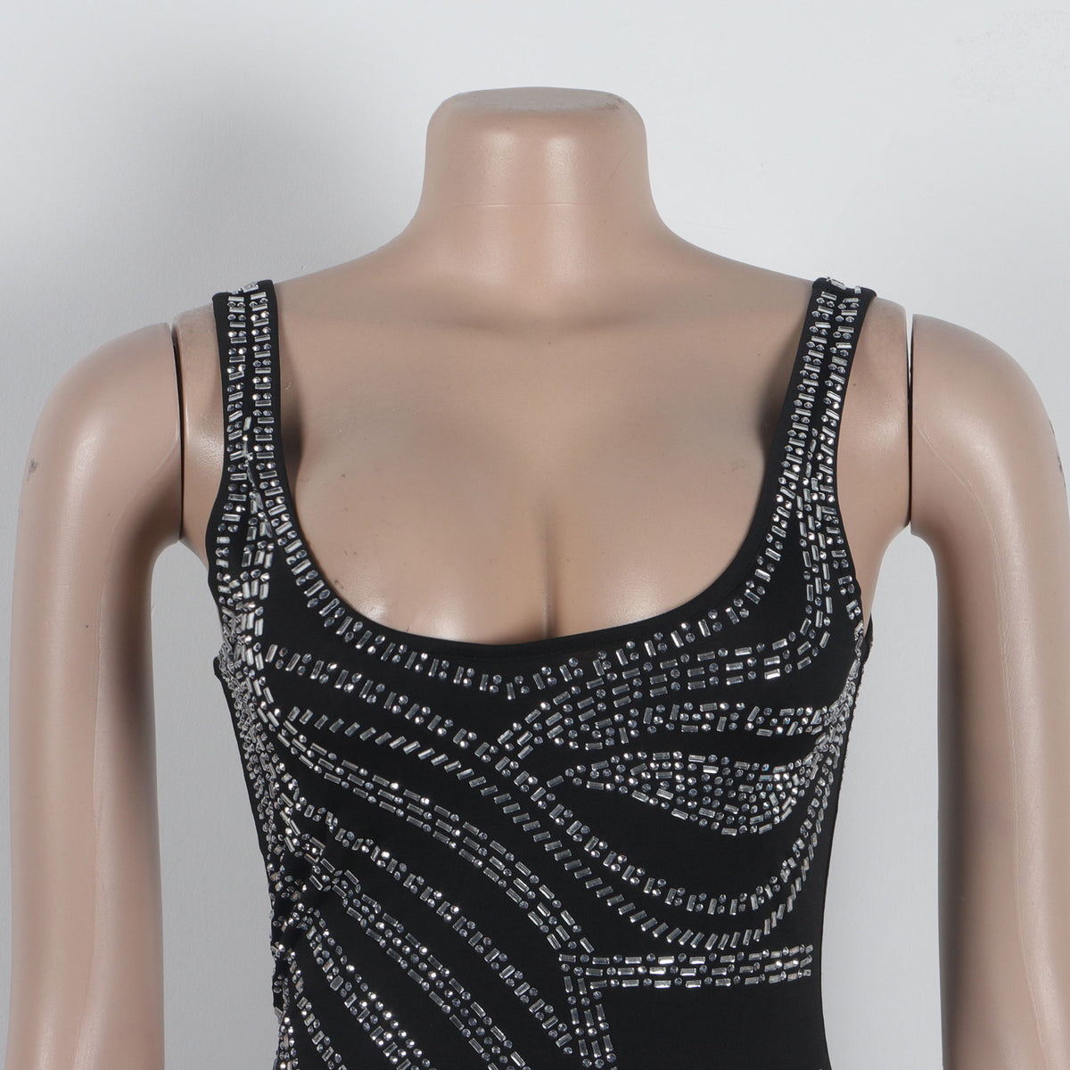 Women's Diamond Detail Slit Elastic Bodycon Dress