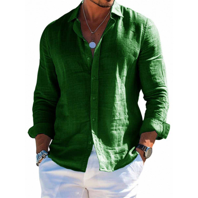 Men's Stretch Long-Sleeve Lapel Shirt