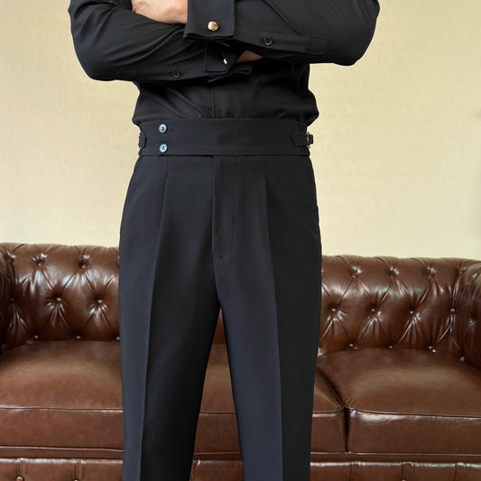 High-Waisted Draped Cropped Trousers