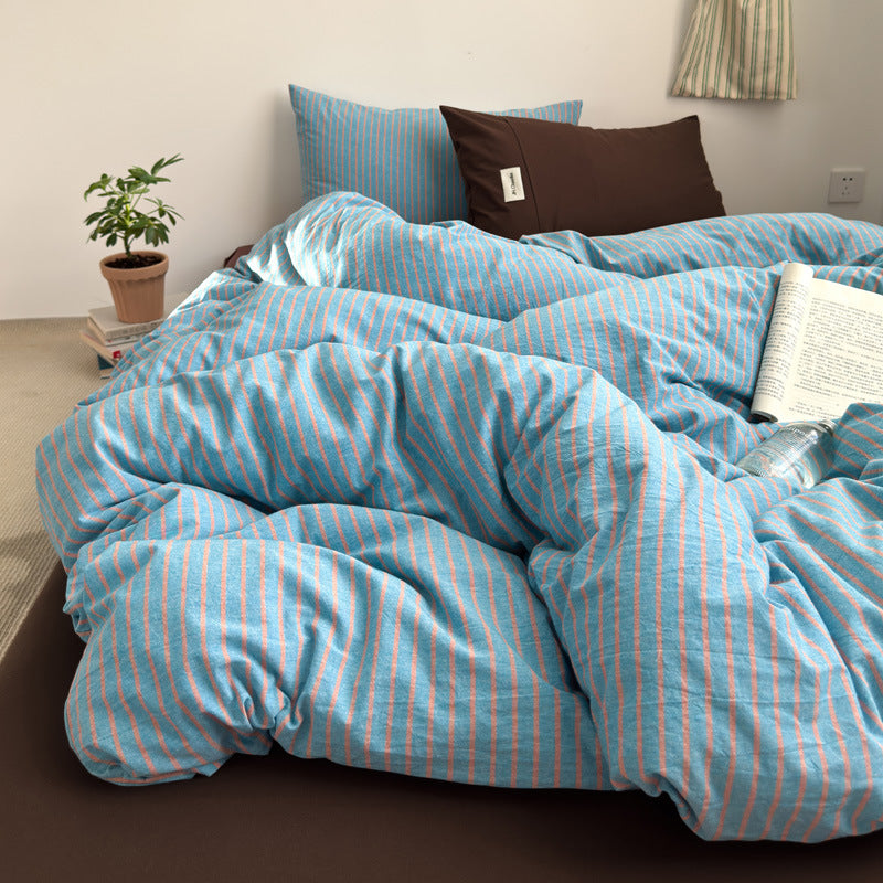 Washed Cotton Striped Bedding Set