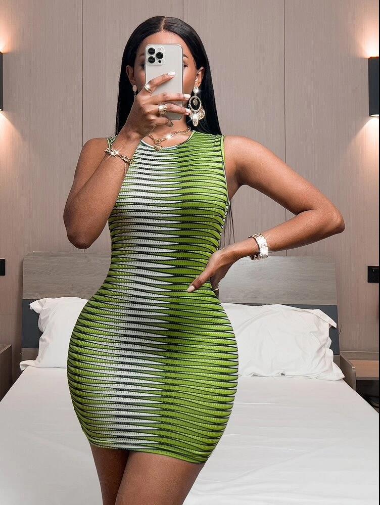 Women's African Print Milk Silk Stretch Dress