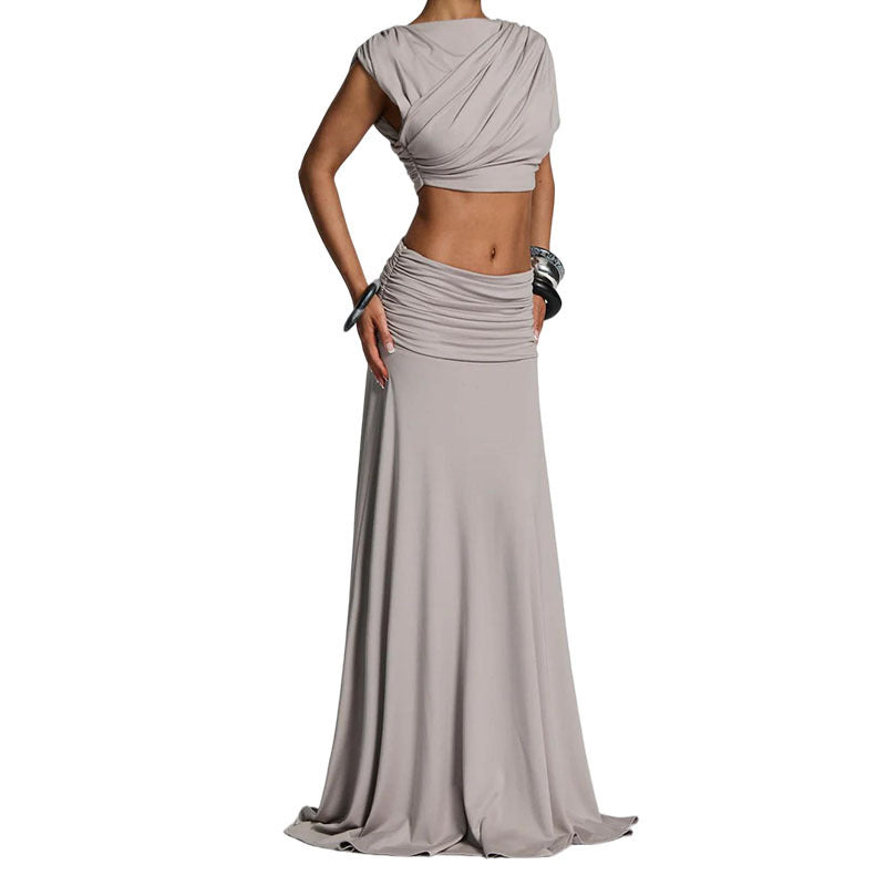Women's Sleeveless Crop Top and Long Skirt Set