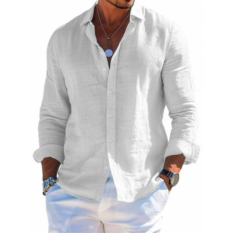 Men's Stretch Long-Sleeve Lapel Shirt
