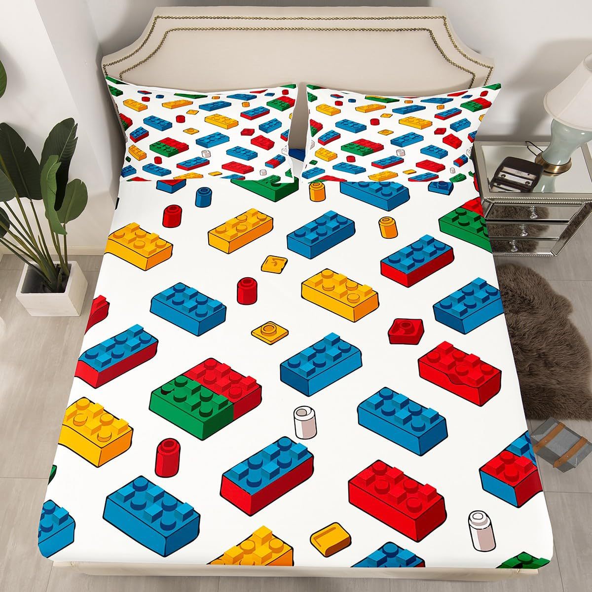 Geometric Flannel Fitted Sheet Set