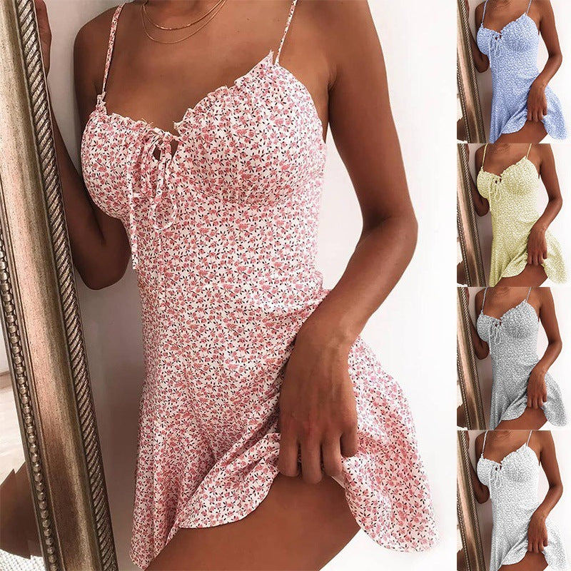 Women's Floral Print Suspender Dress
