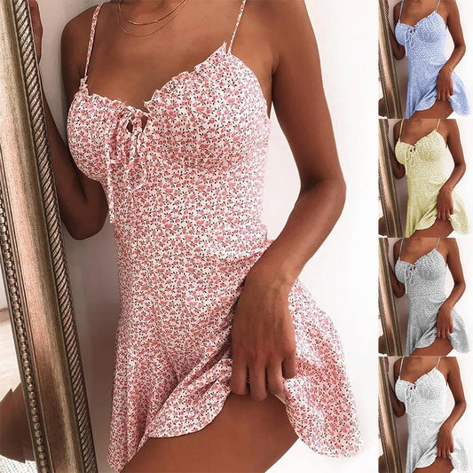 Women's Floral Print Suspender Dress