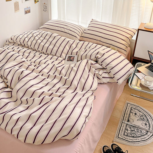 Retro Striped Brushed Bedding Set