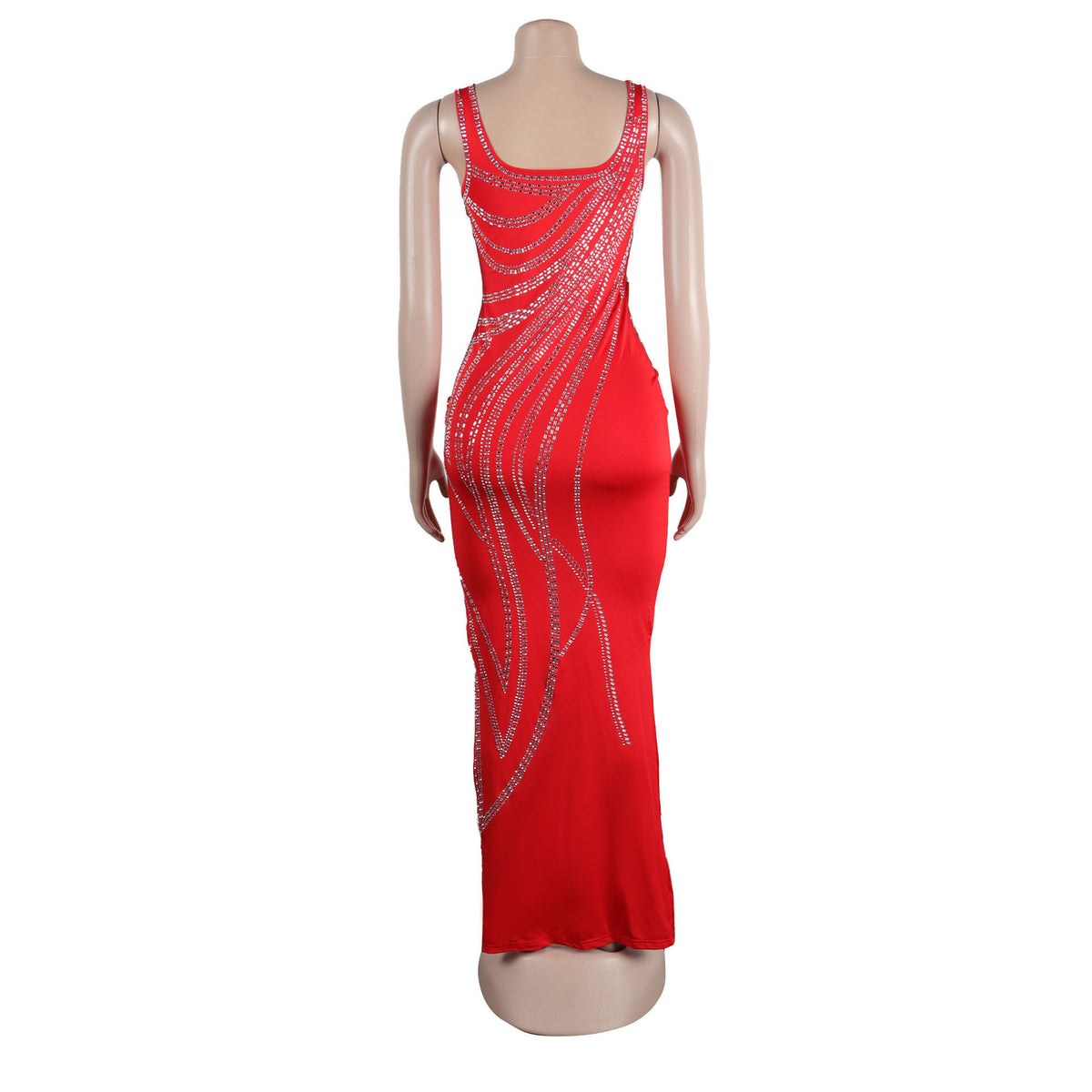 Women's Diamond Detail Slit Elastic Bodycon Dress