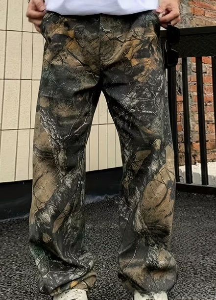 Men's Graffiti Print Straight-Leg Casual Pants