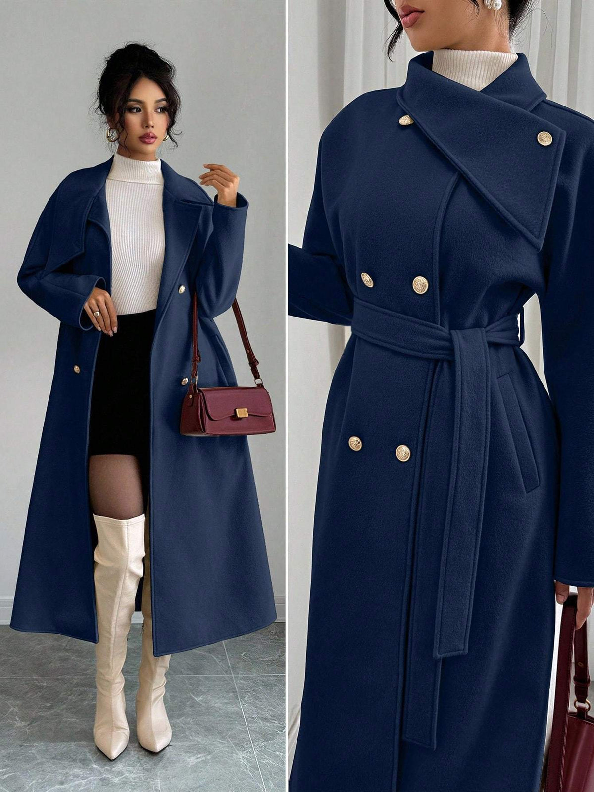 Women's Cropped Wool Blend Coat