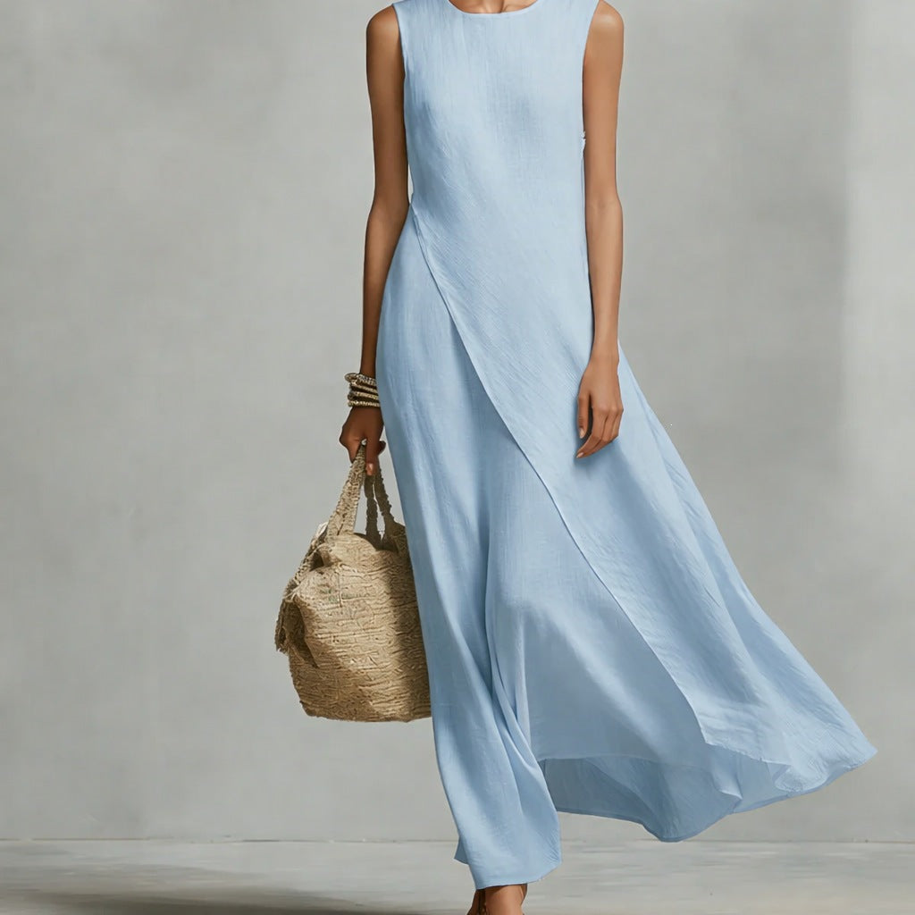 Women's Sleeveless Asymmetrical Hem Maxi Dress