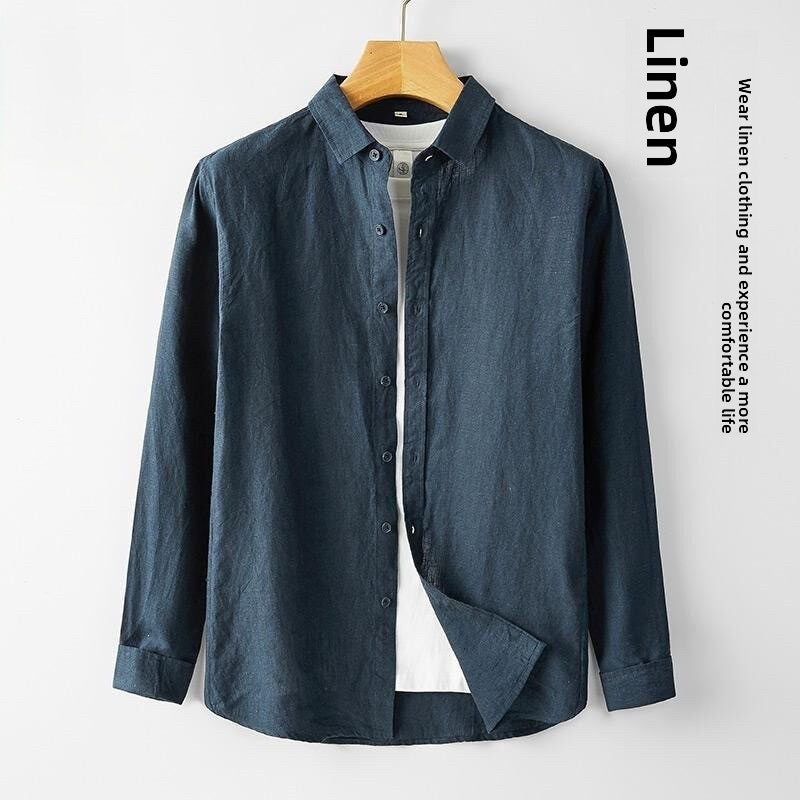 Men's Linen-Cotton Blend Cardigan Shirt