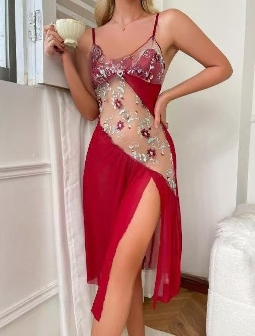 Women's Embroidered Floral Halter Dress