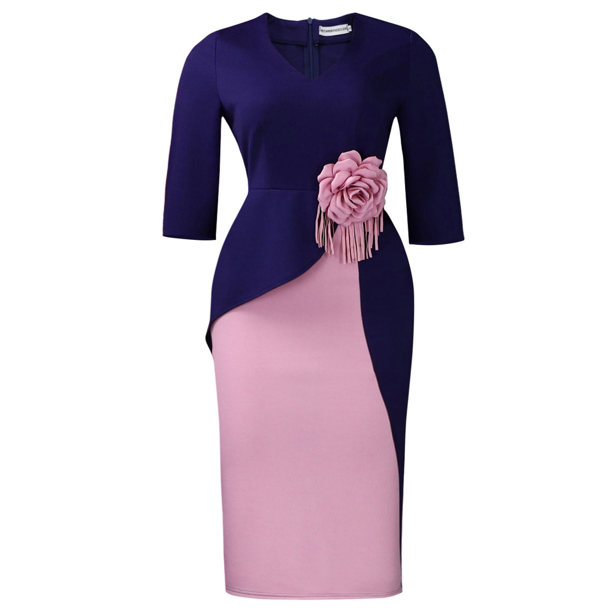Women's Floral Pleated Half-Sleeve Dress