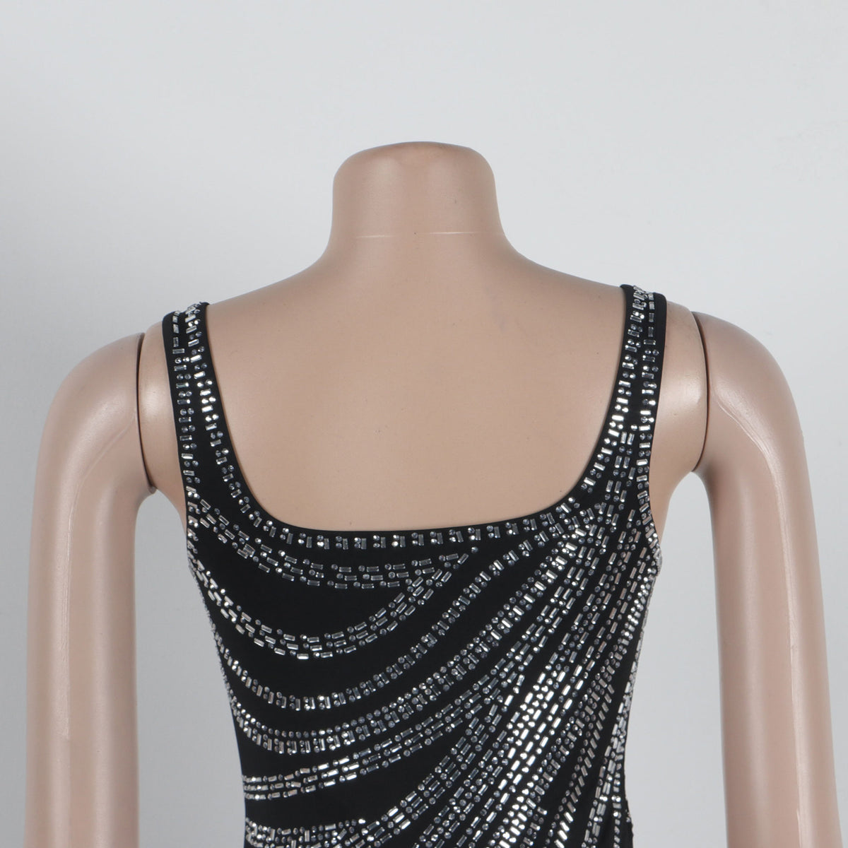 Women's Diamond Detail Slit Elastic Bodycon Dress
