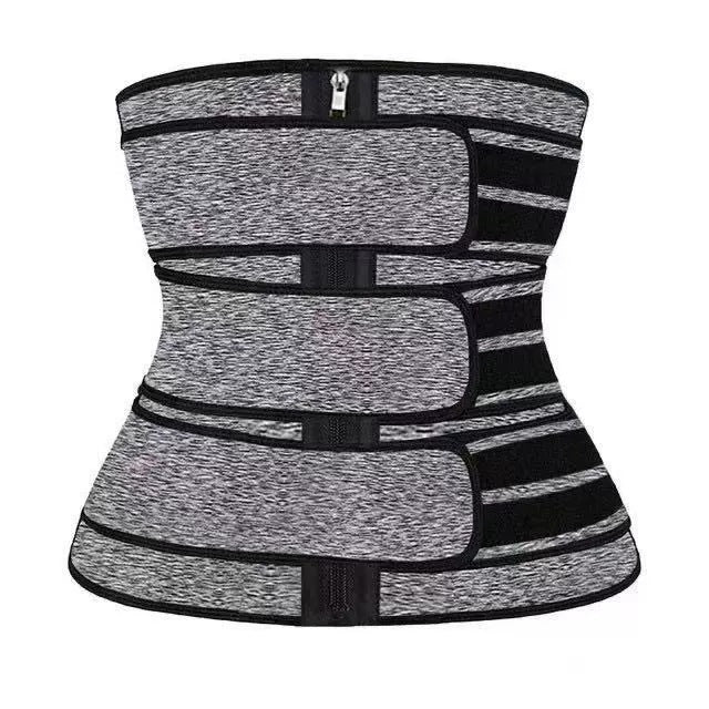 Adjustable Waist Support Compression Belt in Heather Gray Zipper Triple-Belt